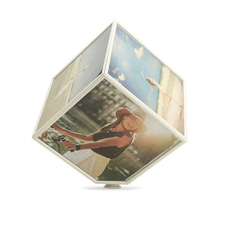 Automatically Spins 360degrees on Its Base, Magic Cube Rotating Photo Frame