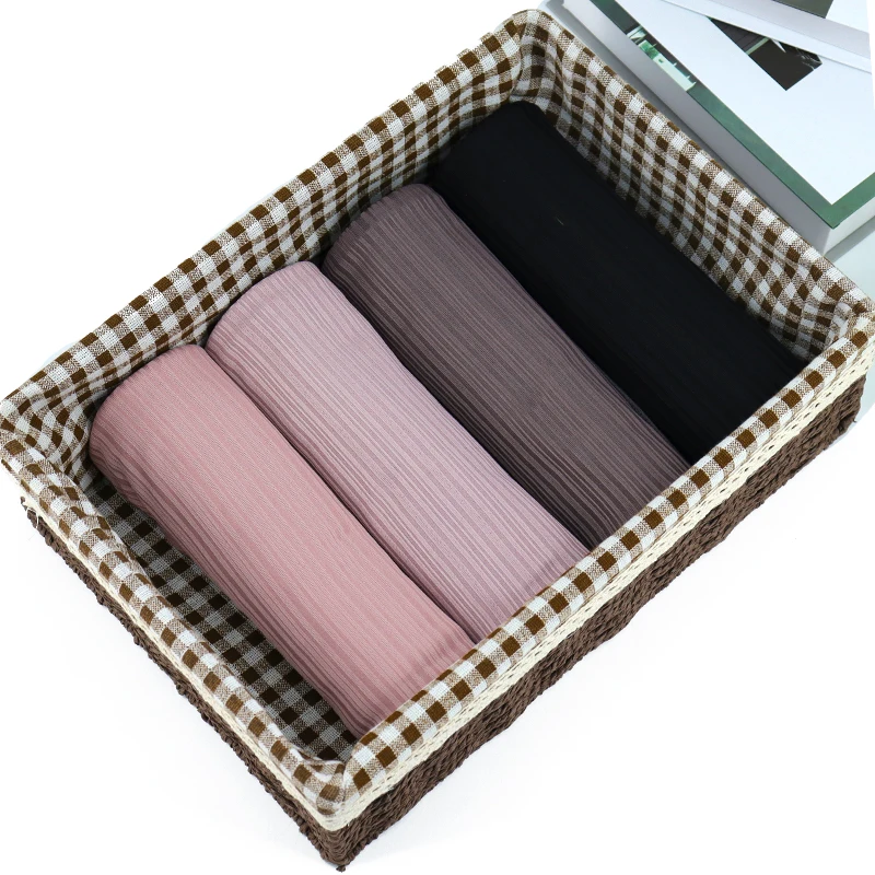 Yiwu factory wholesale 2021 new design crinkle hijab muslim women thin style ribbed stripe jersey hijab scarf shawl