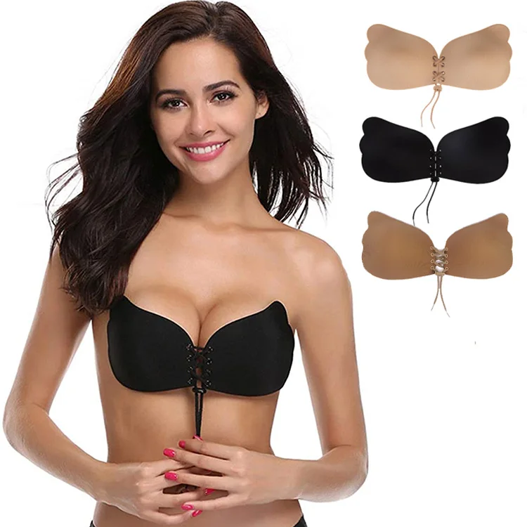Women Invisible Bra Super Push Up Seamless Self Adhesive Sticky Wedding Party Front Strapless A B C D Cup Fly Bra