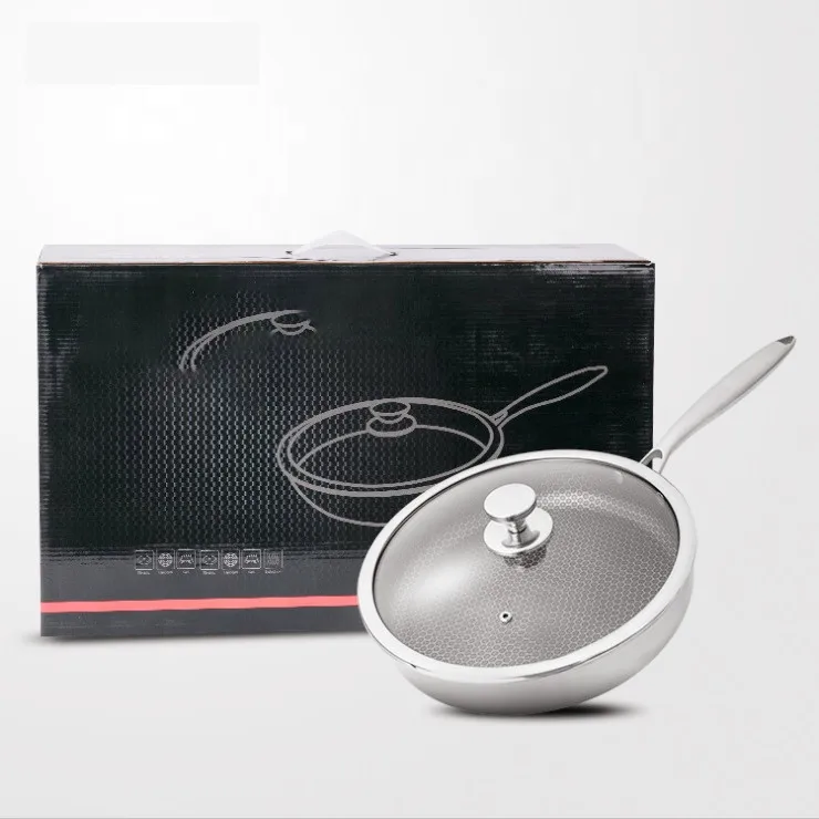 Kitchenware high-quality Stainless Steel cookware marble coated Honeycomb shape non stick non stick frying pan