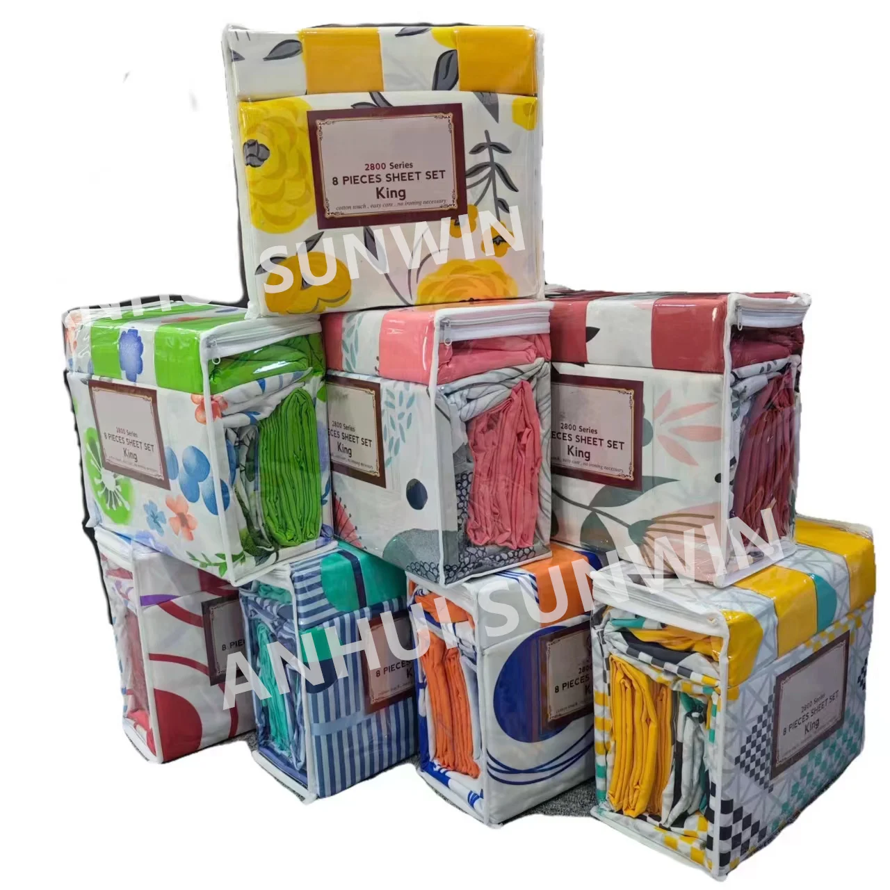 American Style King Size Microfiber 8 pcs Flower Printed Queen Bedding Sheet Set with Curtains in stock