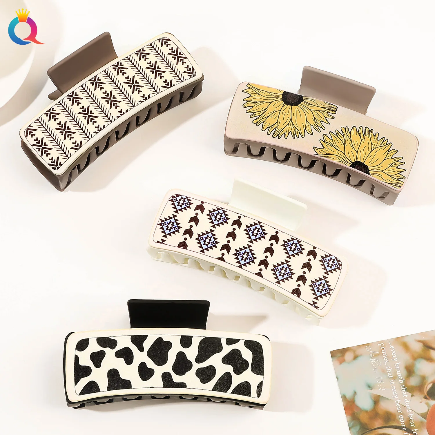 Заколка для волос QIYUE большая заколка подсолнечник кожа украшение молоко корова текстура