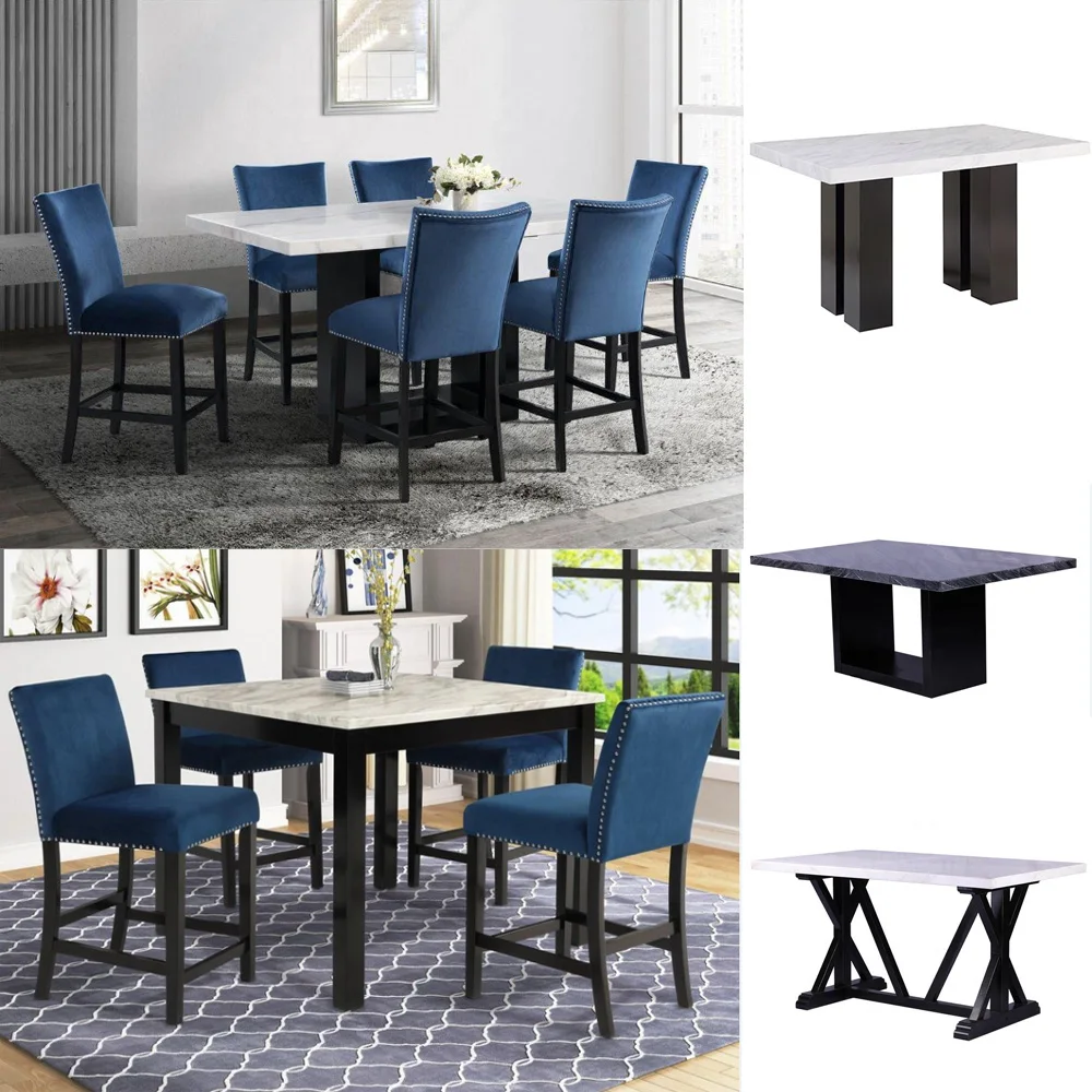 Pinzhi home good quality modern marble top dining table set with chairs