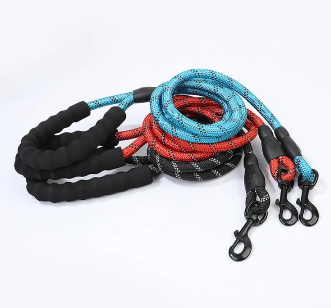Large Running Reflective Strong Dog Leash with Comfortable Padded Handle Nylon Rope Pet Dog Leash