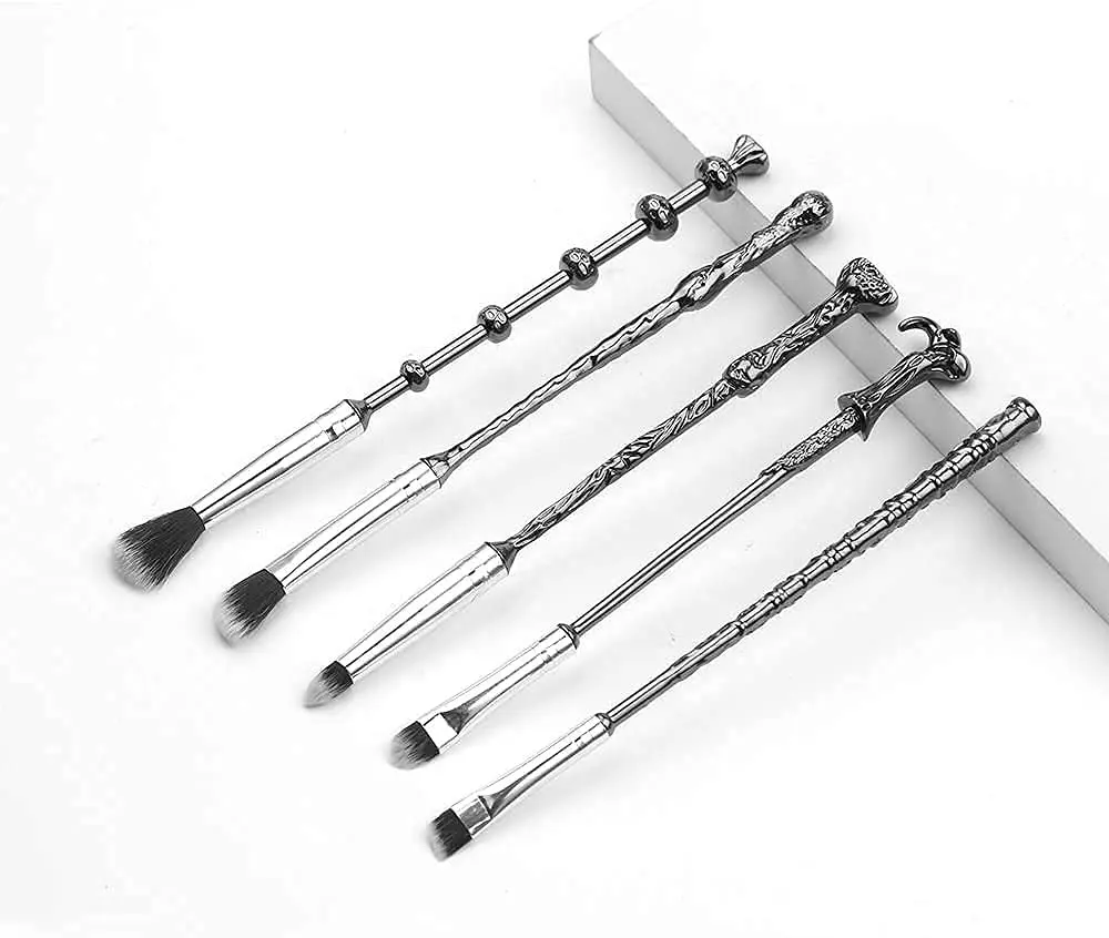 5 Pcs Wizard Wand Makeup Brushes Wechip Premium Synthetic Makeup Brushes Magical Metal Brush For Foundation Blending Blush