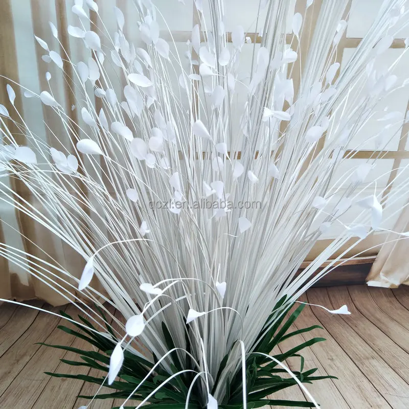 White Botanic Flower Phoenix Tail Peacock Leaf Vase Flower Arrangement Wedding Hotel Holiday Party Decoration Grass