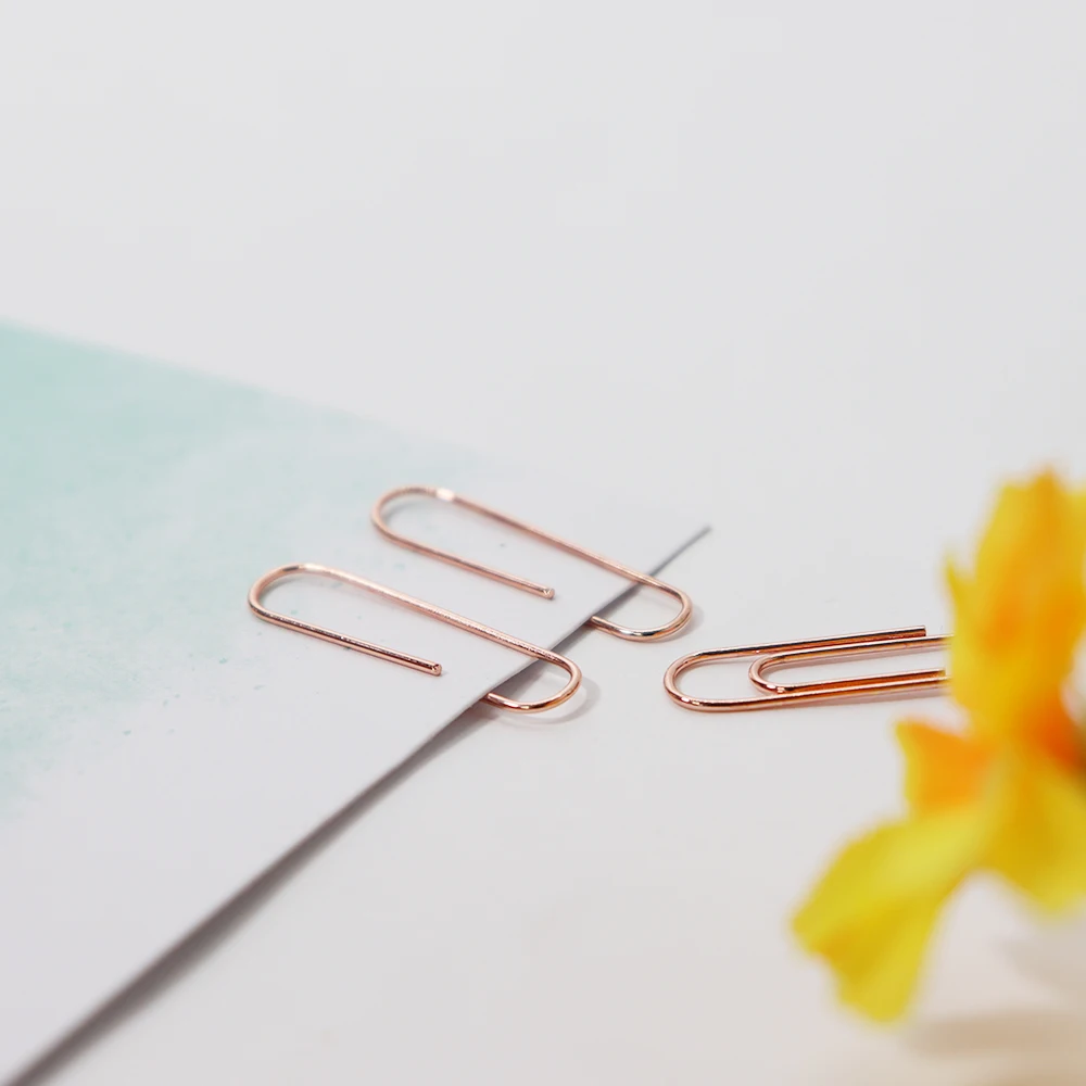 Light Luxury Fashion Paper Clips Rose Gold Edition In Round Paper Clip Holder With Magnetic Lid 28 mm 100 Piece Per Box