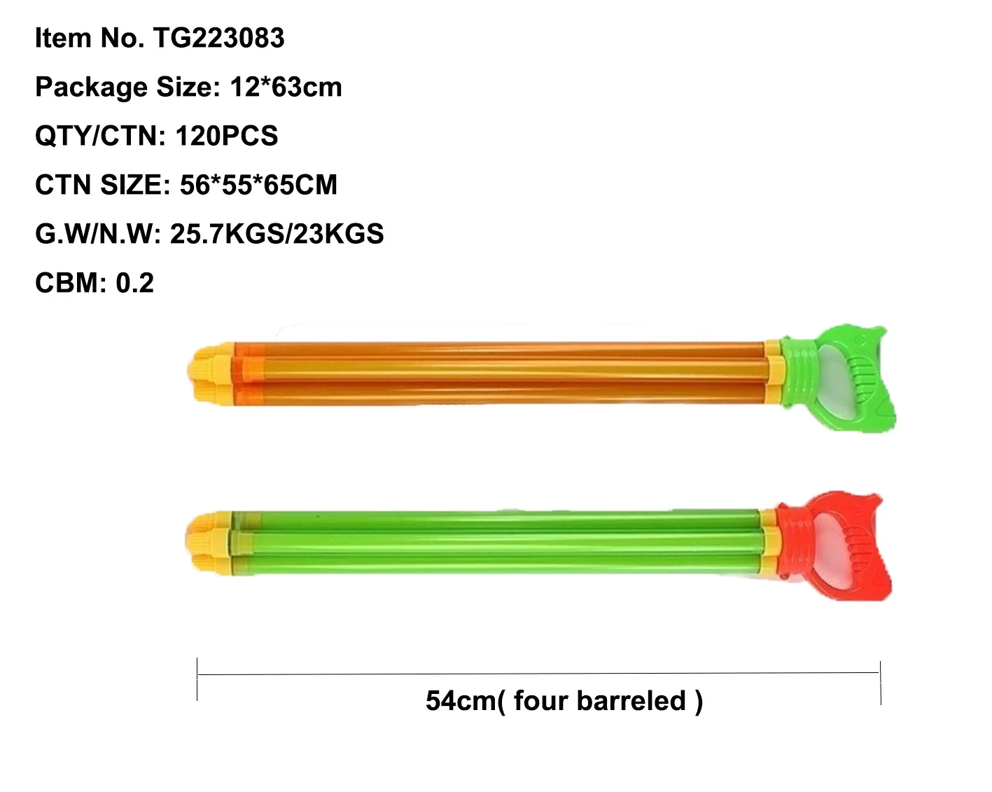 Summer Outdoor Toys 2/3/4 Barreled Transparent Gun Shaped Water Cannon Pump Beach Pool Sprayer Water Gun Toy for Kids