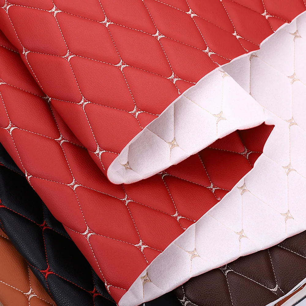 Leather Factory Thickened Waterproof Quilted Embroidered Car Interior Upholstery Synthetic Leather Material For Car Seat