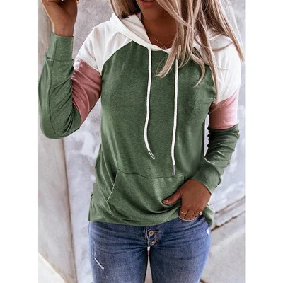 
 Women Hoodies Harajuku Casual Loose Long Sleeve Hooded 2021 Autumn Vintage Patchwork Sweatshirts Female Elegant Pullover Top 5XL  