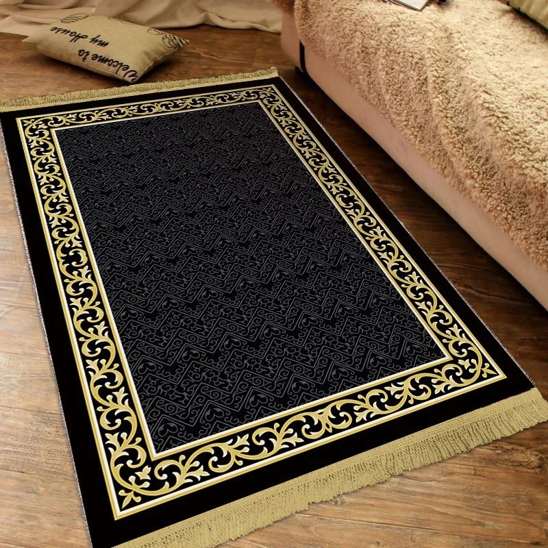 Soft Silk Velvet Padded Gift Tassel Mosque Islamic Muslim Prayer Mat Rug with Tassel