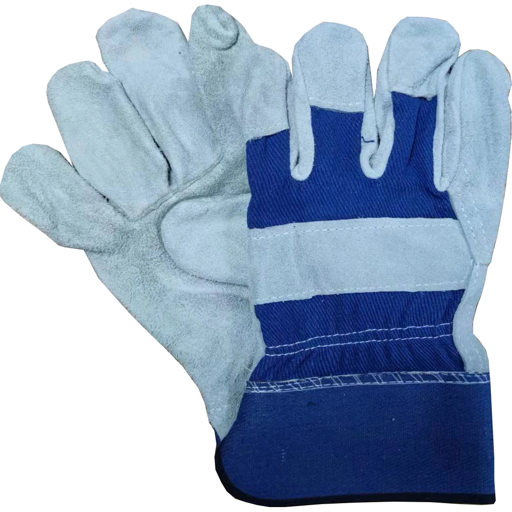 SLG-HD6020-N China hot selling high quality low price Cow split leather full palm work working safe safety gloves