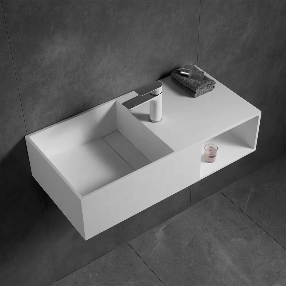 Luxury Hotel Customized Solid Surface Sink Apartment Sanitary Ware Bathroom Vanities and Sinks Hand Washbasin Artifficial Stone