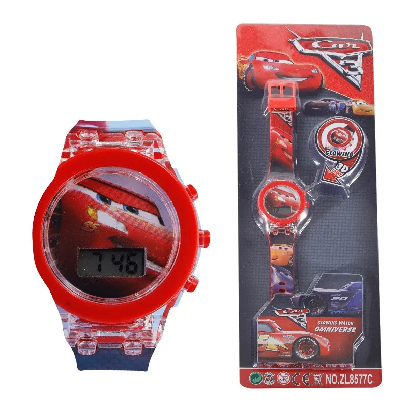 Flash 3D Light Luminous Children Kids Clock Super Ben 10 Cartoon electronic lighting toy watch for Boys Girls