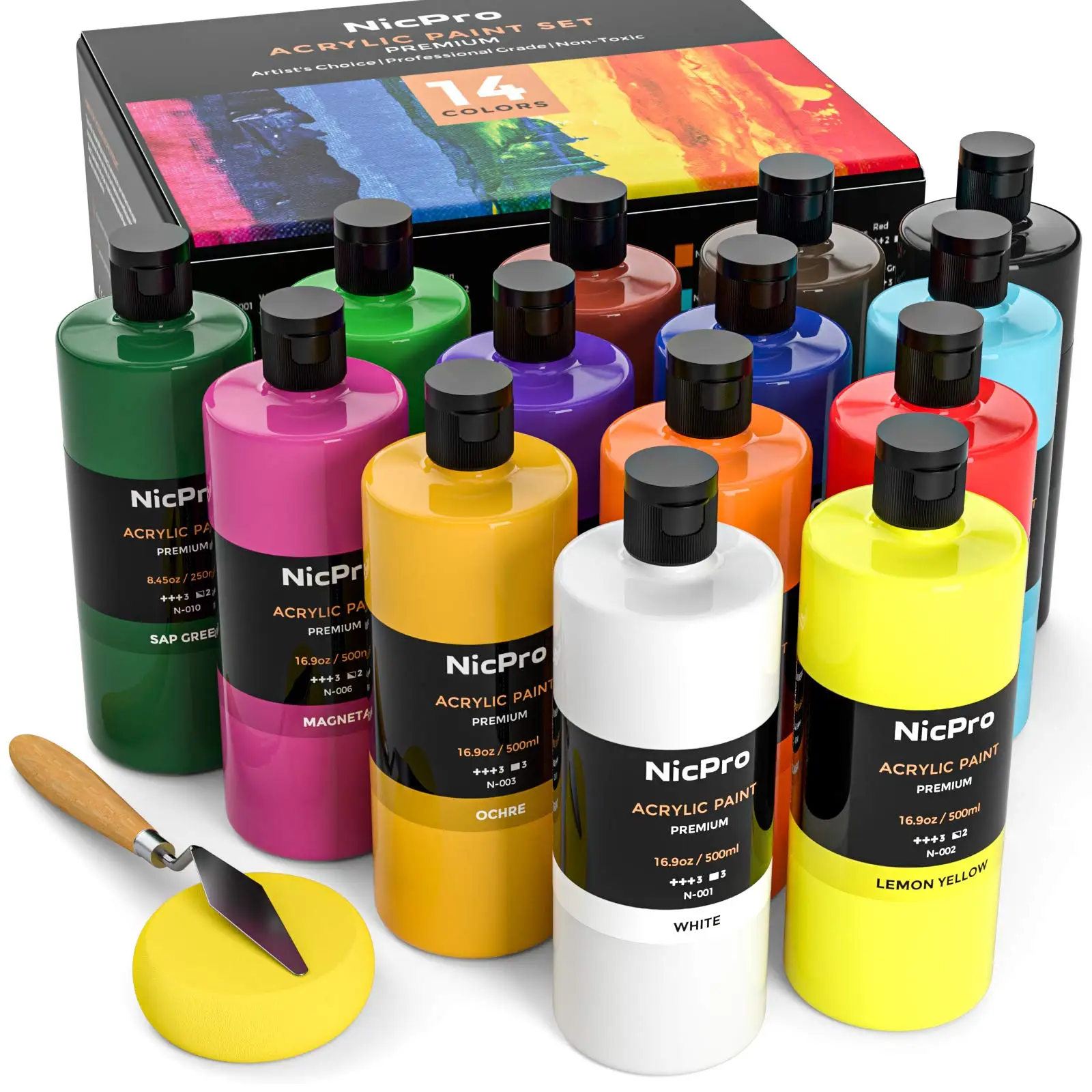Quality 500ml Bottle Packaging Professional Acrylic Colour Artist Painting Set