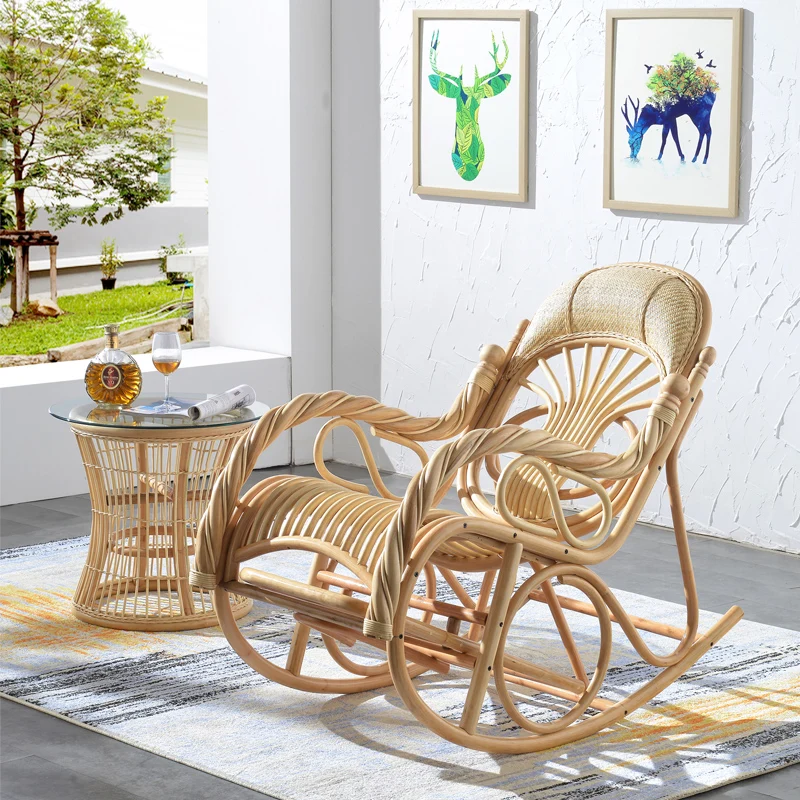 Nordic style wood sofa chair rocking recliner chair