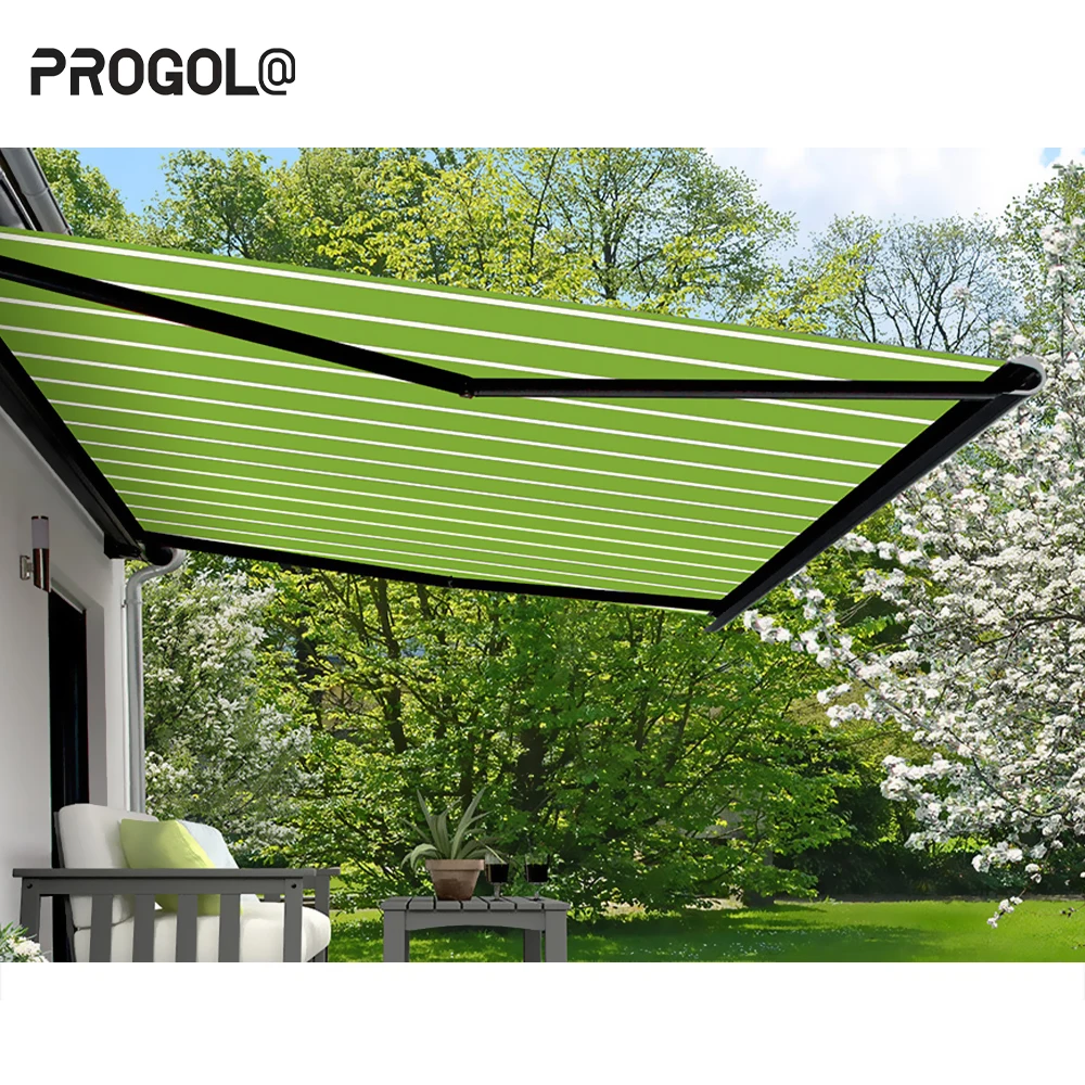 Manufacturer 6m X 3.5m Motorized Side Awnings Sunshade Electric Retractable Arms Awning Polyester Fabric Outdoor Advertising