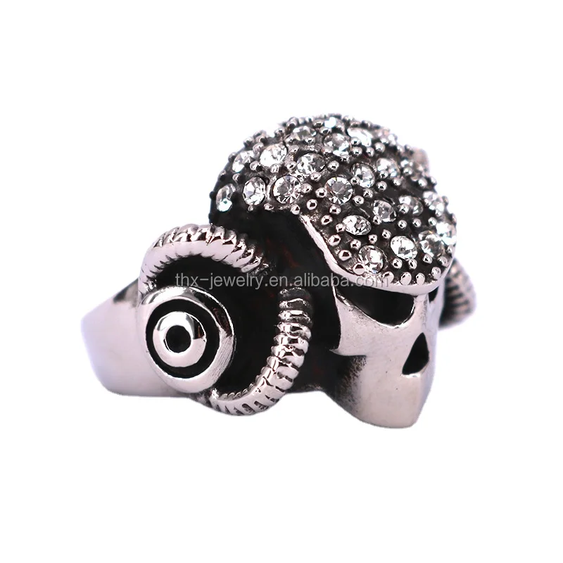 Vintage Rock Punk Men Jewelry Warrior Mask Stainless Steel Rings for Men Motorcycle Biker Rings