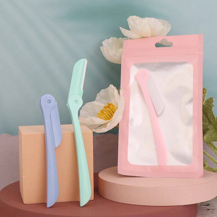 Private Label Safety 3pcs Eyebrow Trimmer Set Razor With Plastic Cover