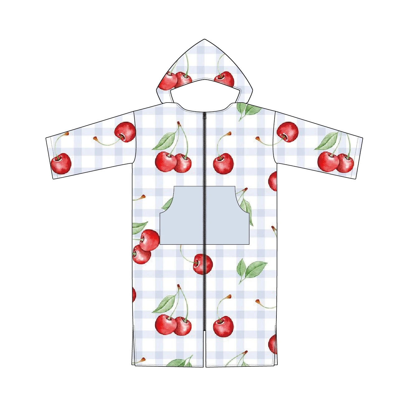 Customized Printing  zipper hood Poncho Swim Robe Quick Dry Hooded Beach  pocket Towel