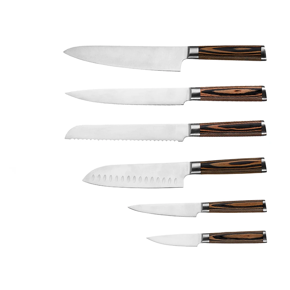Professional High Quality Stainless Steel Chef Knife Set with Pakka Wood Handle Kitchen Knives Set