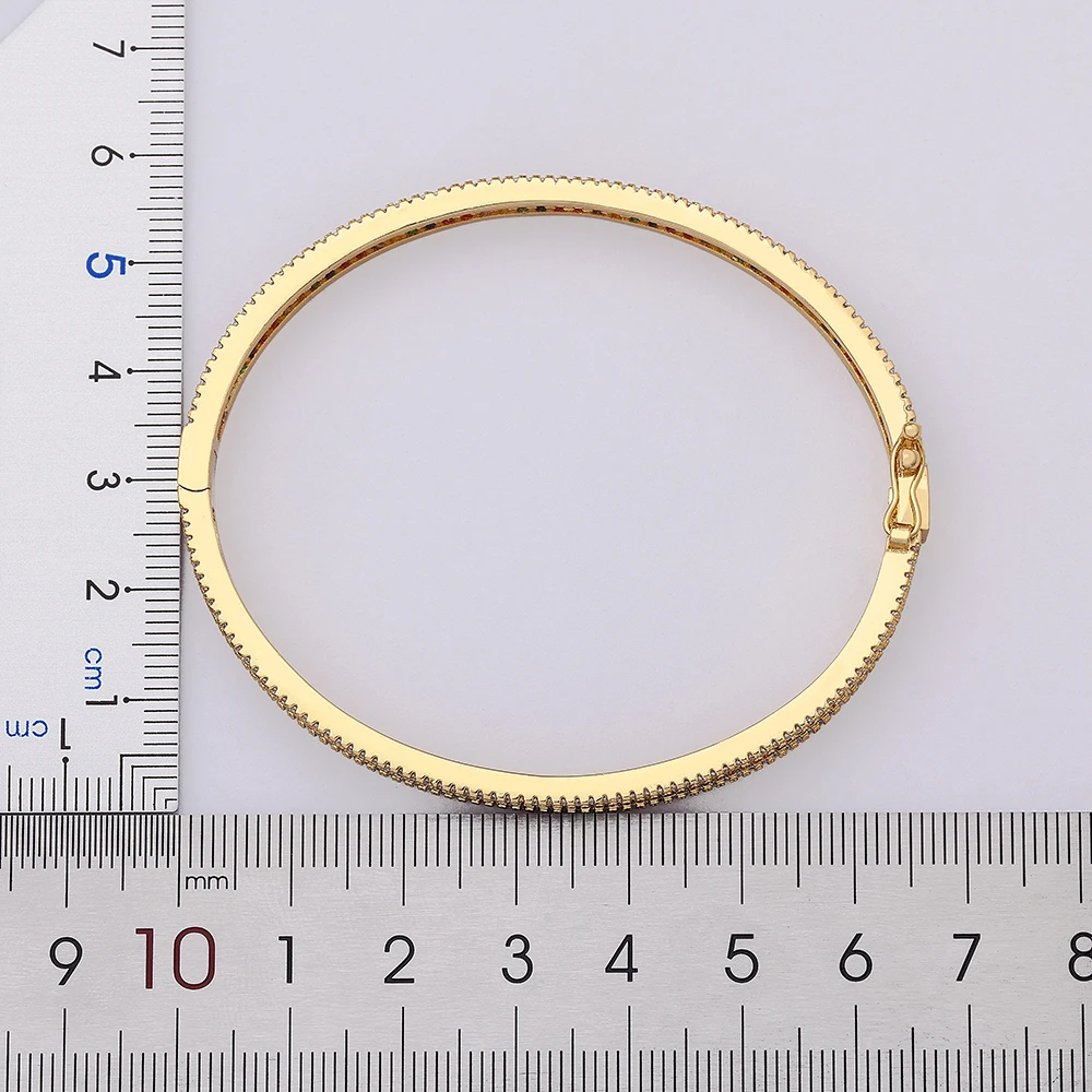 New Arrival Rainbow Crystal Bracelets Cubic Zirconia Easy Wear Buckle Design Women Bangles Fashion Accessories Jewelry Gift