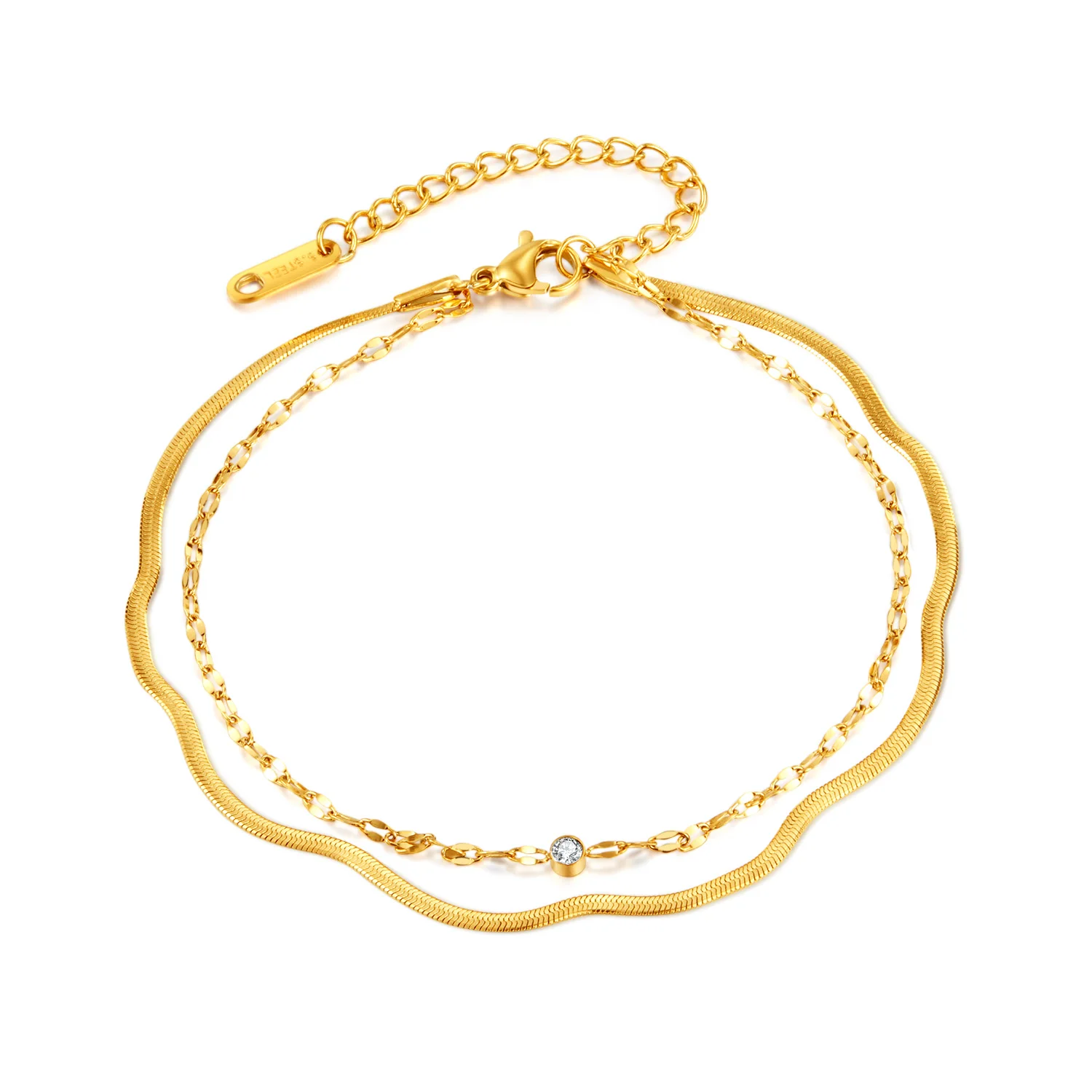 2024 Fashion Women Original Design Female 316l Stainless Steel Pvd Gold Plated Satellite Snake Chain Bracelet