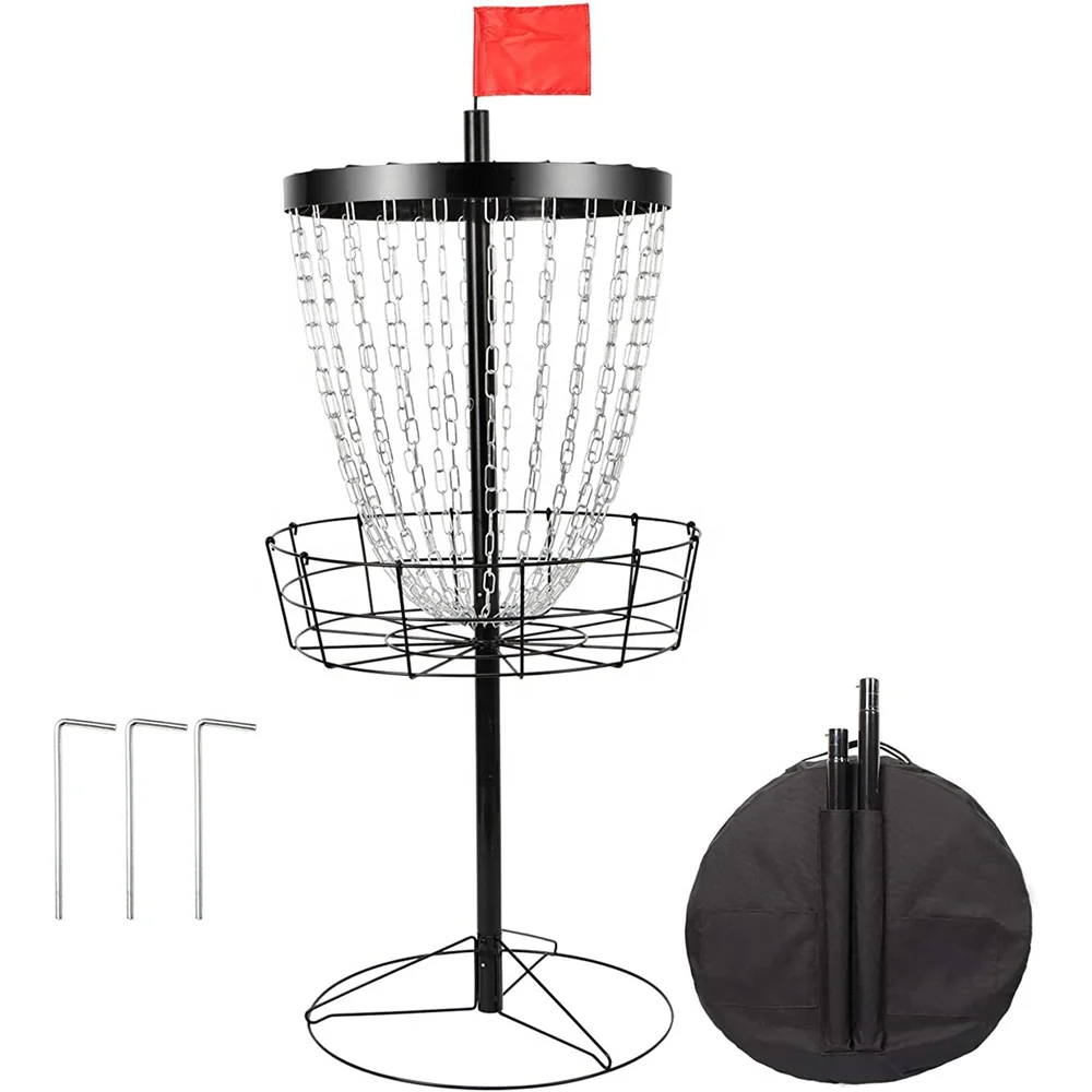 High Quality Heavy Duty 24-Chains Disc Golf Course Basket Permanent Target Disc Golf Basket Portable