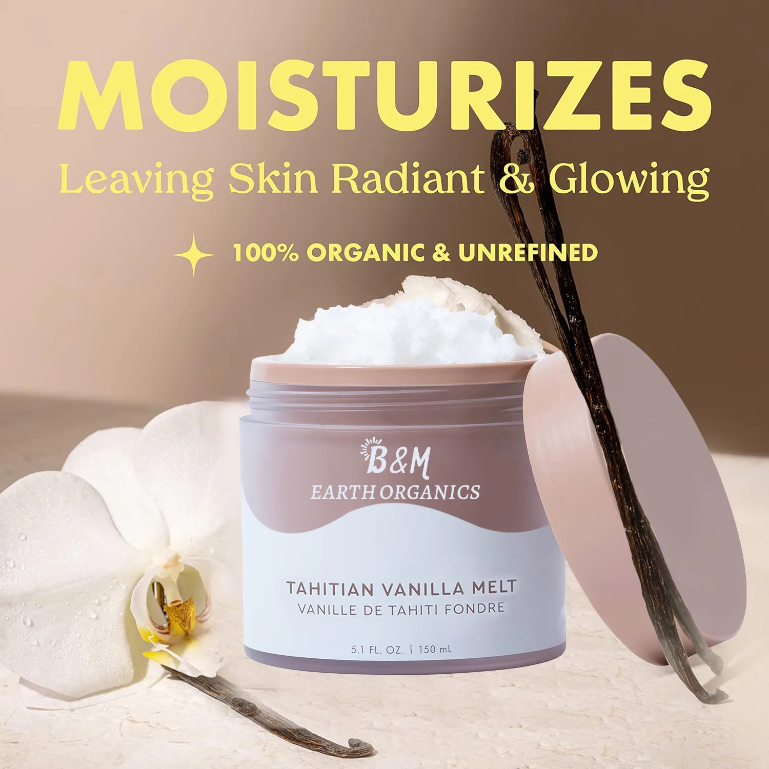 Vanilla Coconut Melt Multi Purpose Skin Moisturizer Unrefined Coconut Oil Skin Care For Body Hair Face Vegan Cruelty Free
