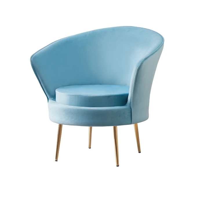 cheap high quality Modern living room furniture petal chair back modeling velvet fabric metal feet living room armchair sofa