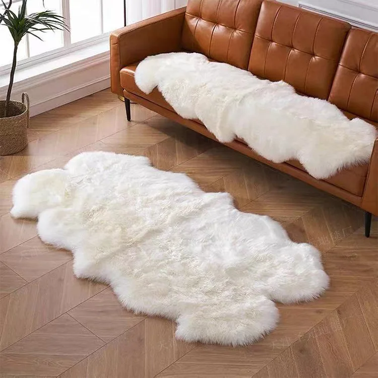 Elegant Modern Luxury Sheepskin Floor Carpet  Living Room Bedside Furry Mat
