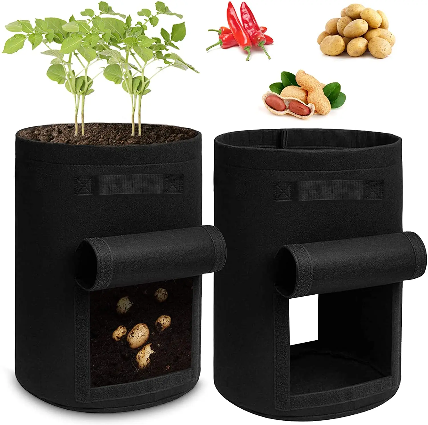 Outdoor Garden Pots Garden Potato Felt Fabric Farm Nursery Planter Grow Bag Tree Seeding Pot