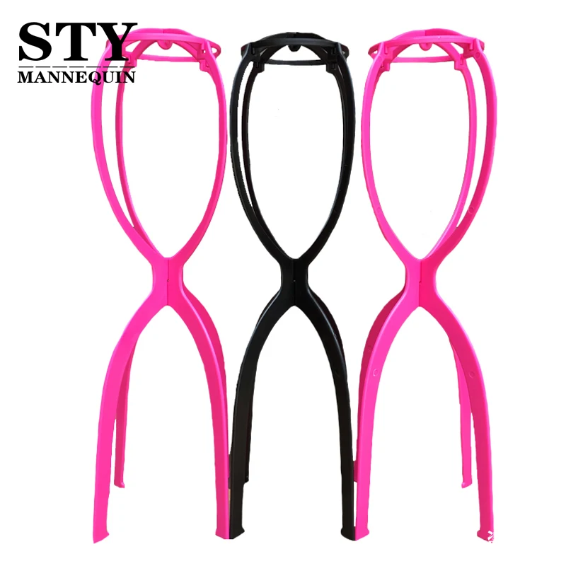 Wholesale  Price High Quality Colorful Adjustable Wig Stand Plastic Heightened Large Size Wig Stand Holder