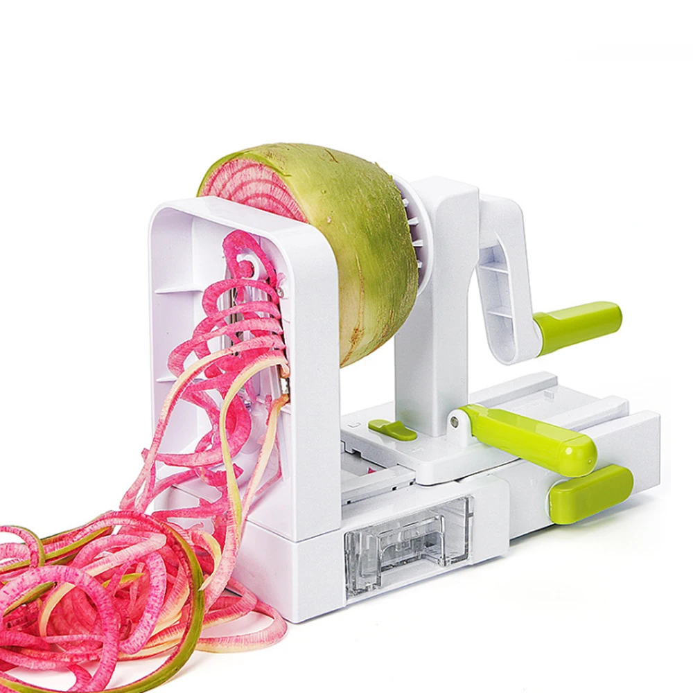 One Stop Shopping Quick Fold 5-Blade Spiralizer Versatile & Compact Foldable Vegetable Spiral Slicer