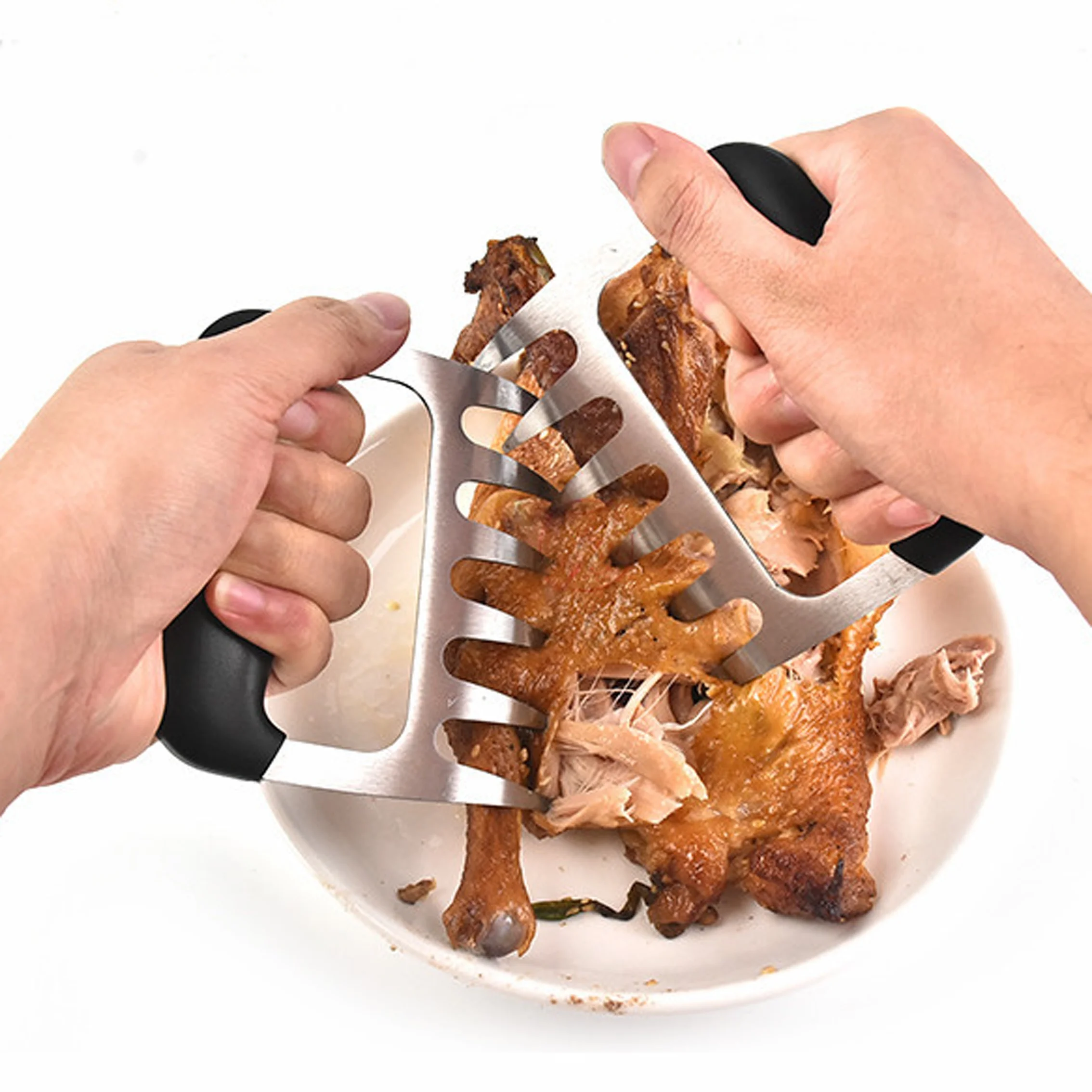 Hot Selling Bbq Tool Shredding Forks Barbecue Stainless Steel Meat Shredder Claws With Plastic Handle Bbq Creative Tool