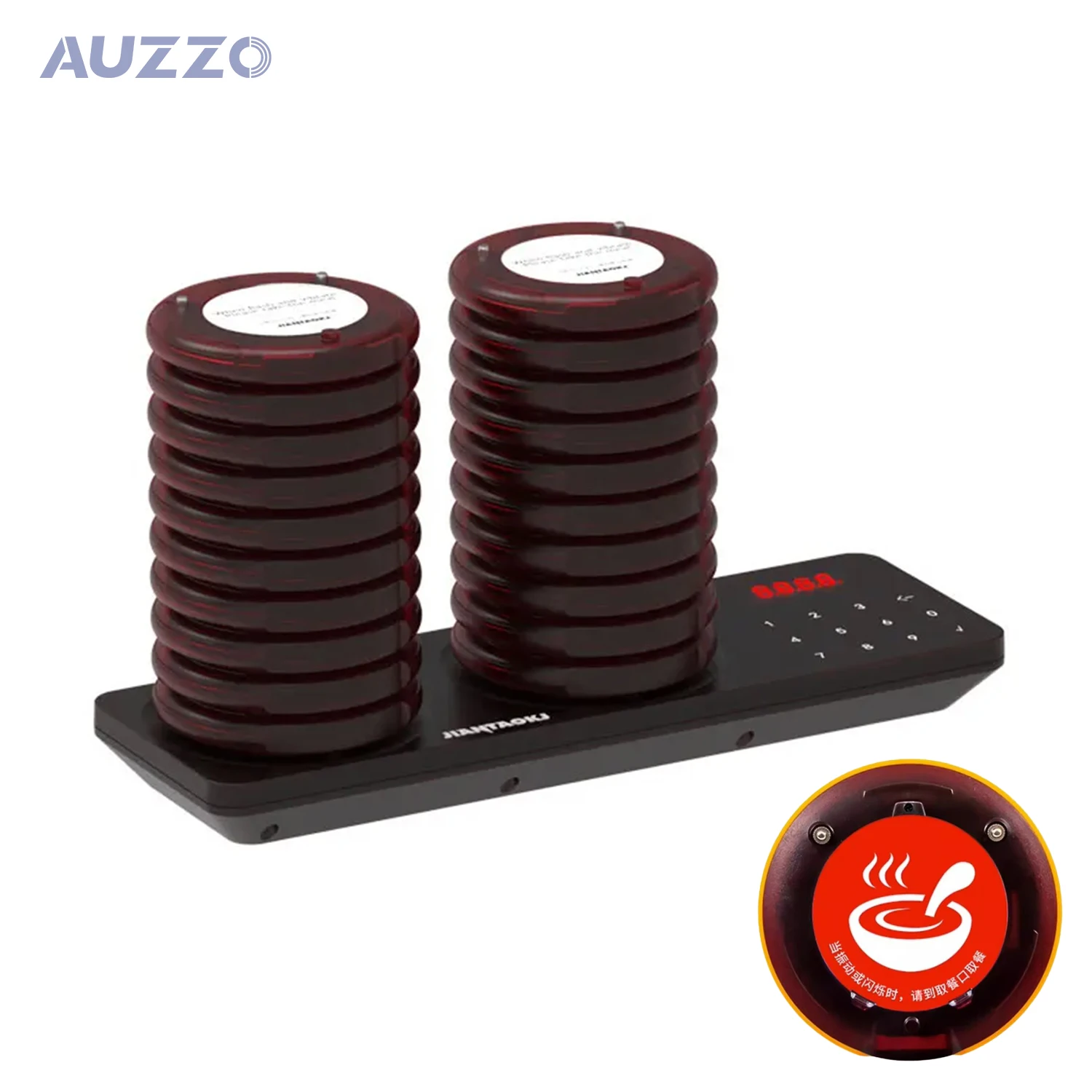 2024 Restaurant Pager System Buzzers,Restaurant Pagers Long Range Set Buzzer Vibration Flash 10 Coaster Pagers For Food Truck