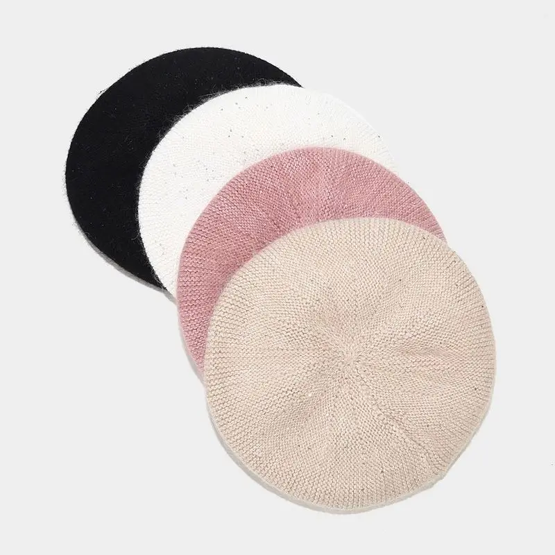 Wool and Leather Beret for Men and Women Wool Beret Hat, Black, Red and Green Beret