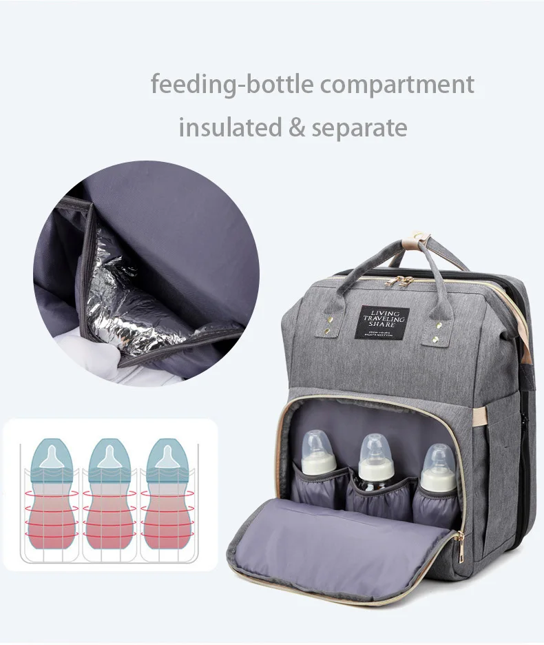 luxury designer baby bags Waterproof Travel diaper  Backpack  Mommy Nappy Diaper Bag with Bed