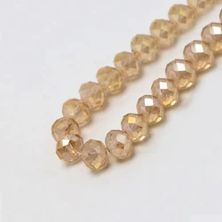 6x8mm Glass Beads Champagne with AB Iris Faceted Rondelle Beads for  DIY Jewelry Making