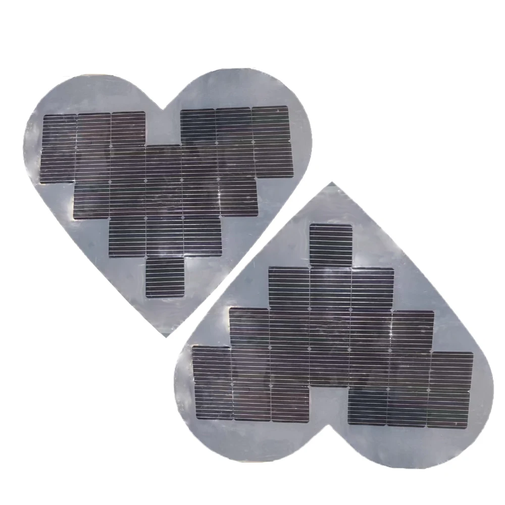 New product special shape transparent lucency material artistic heart shape 166mm 9bb solar cell DIY 135w 12v solar panel