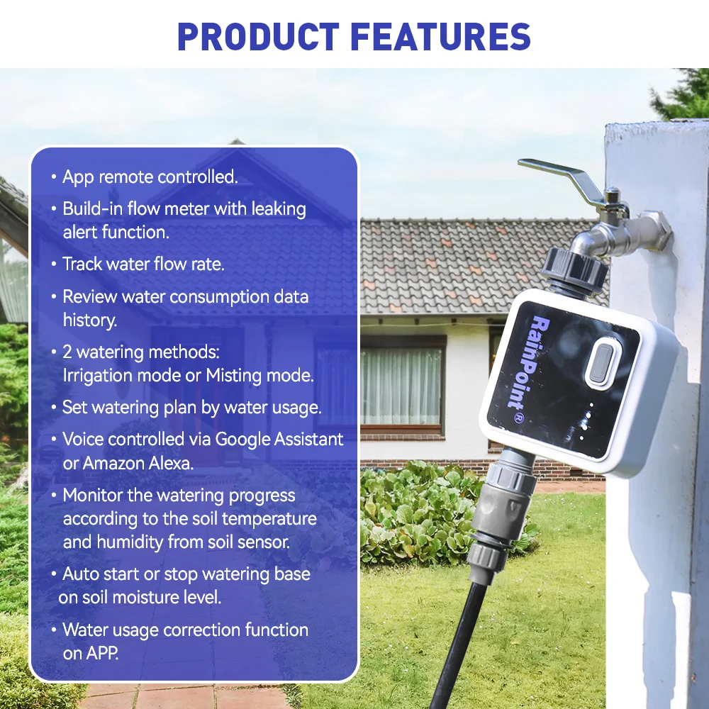 WI-FI Controlled 1-zone Tap Timer with socket gateway for outdoor home irrigation