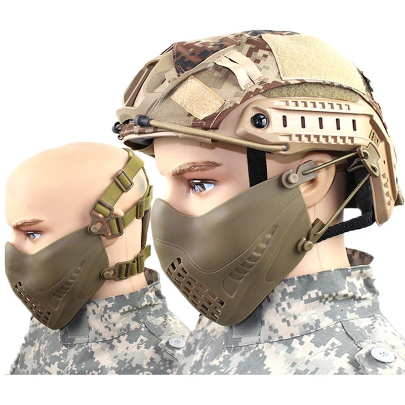 Pilot Mask Dual Mode Headband System FAST Helmet Mask Outdoor Tactical Protective Mask Camouflage