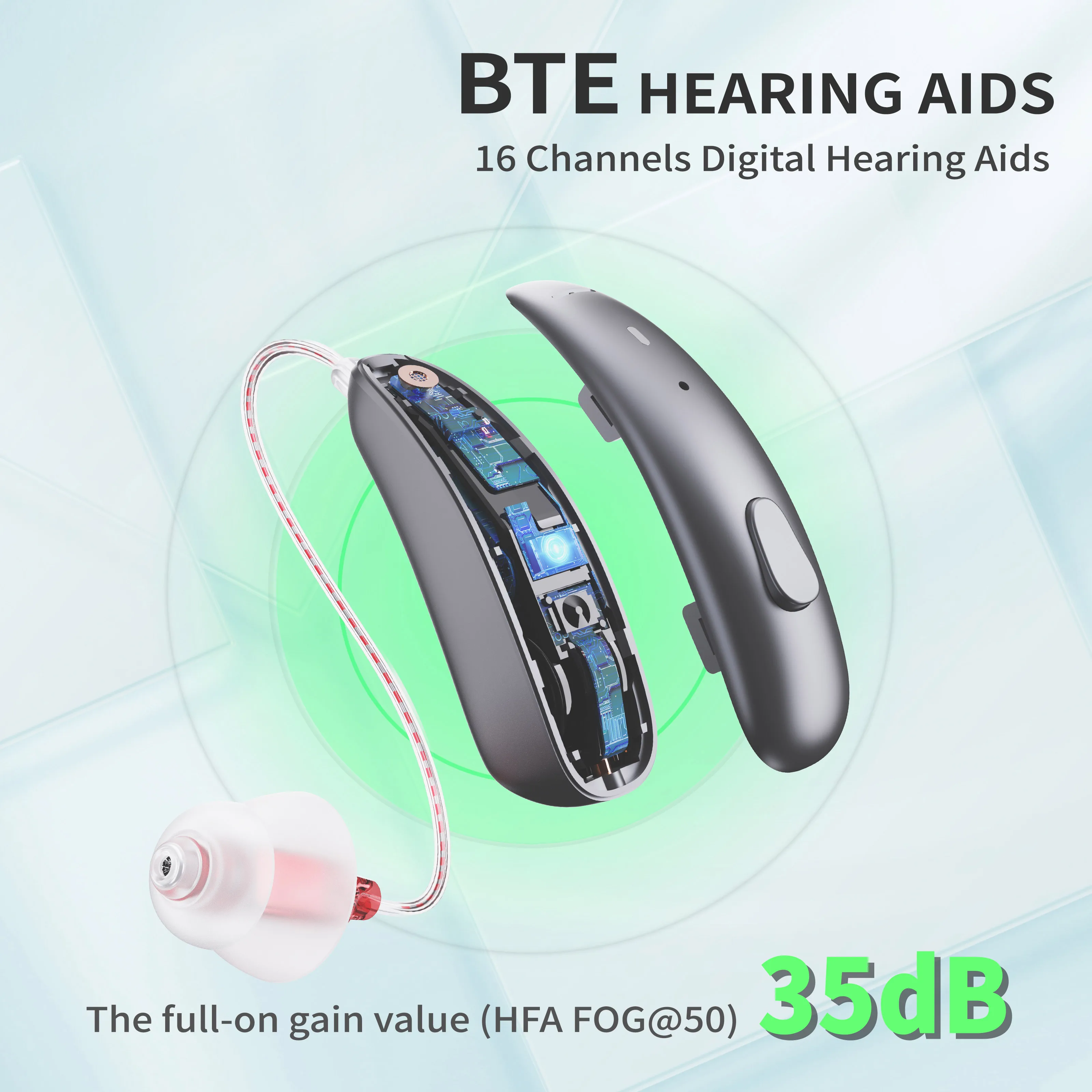 JINGHAO Китай DW2 новый продукт легкий RIC BTE Цифровые слуховые аппараты перезаряжаемые