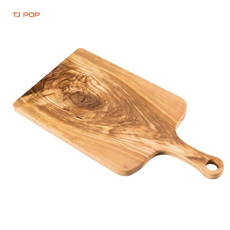 Olive Wood Butcher Chopping Block Customized Wooden Cutting Board with Handle