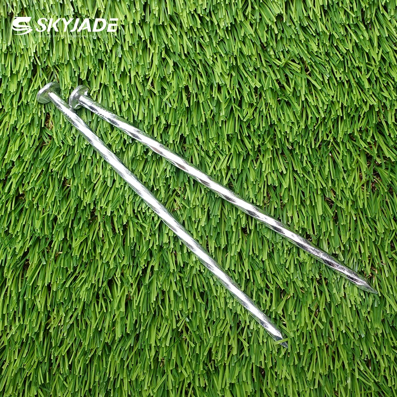 6' Spiral Shank Steel Artificial Turf Nails Twisted Type for Landscape Pile Height 35mm
