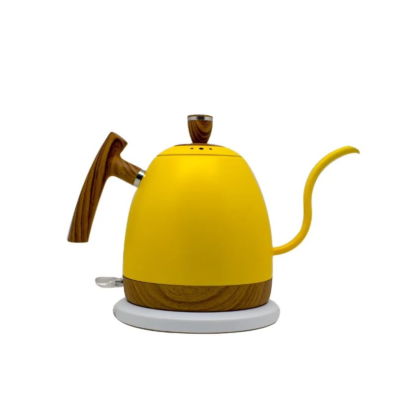 1000ml Electric Variable  Yellow  Color Stainless Steel Gooseneck Pour Over Coffee Kettle  with 360 Degree Rotational Base