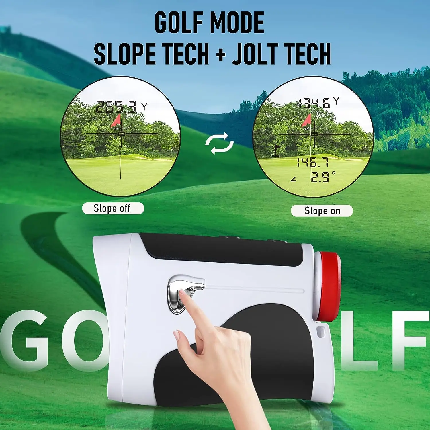 Golf Rangefinder with Slope Flagpole Lock with Pulse Vibration Slope Switch for Golf Tournament 600Yards 6X Magnification