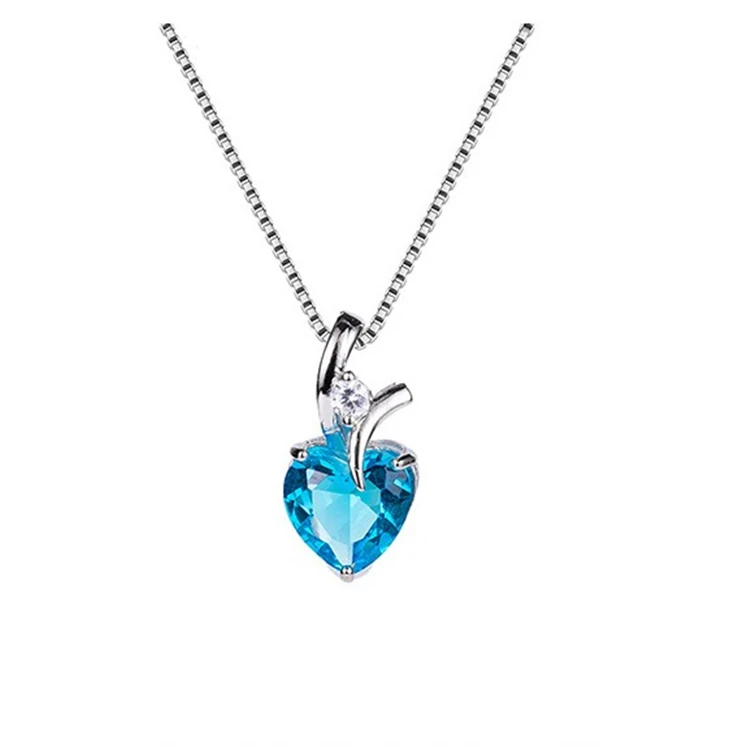 Korean version of simple temperament wild heart pendant heart-shaped ladies clavicle chain diamond crystal necklace