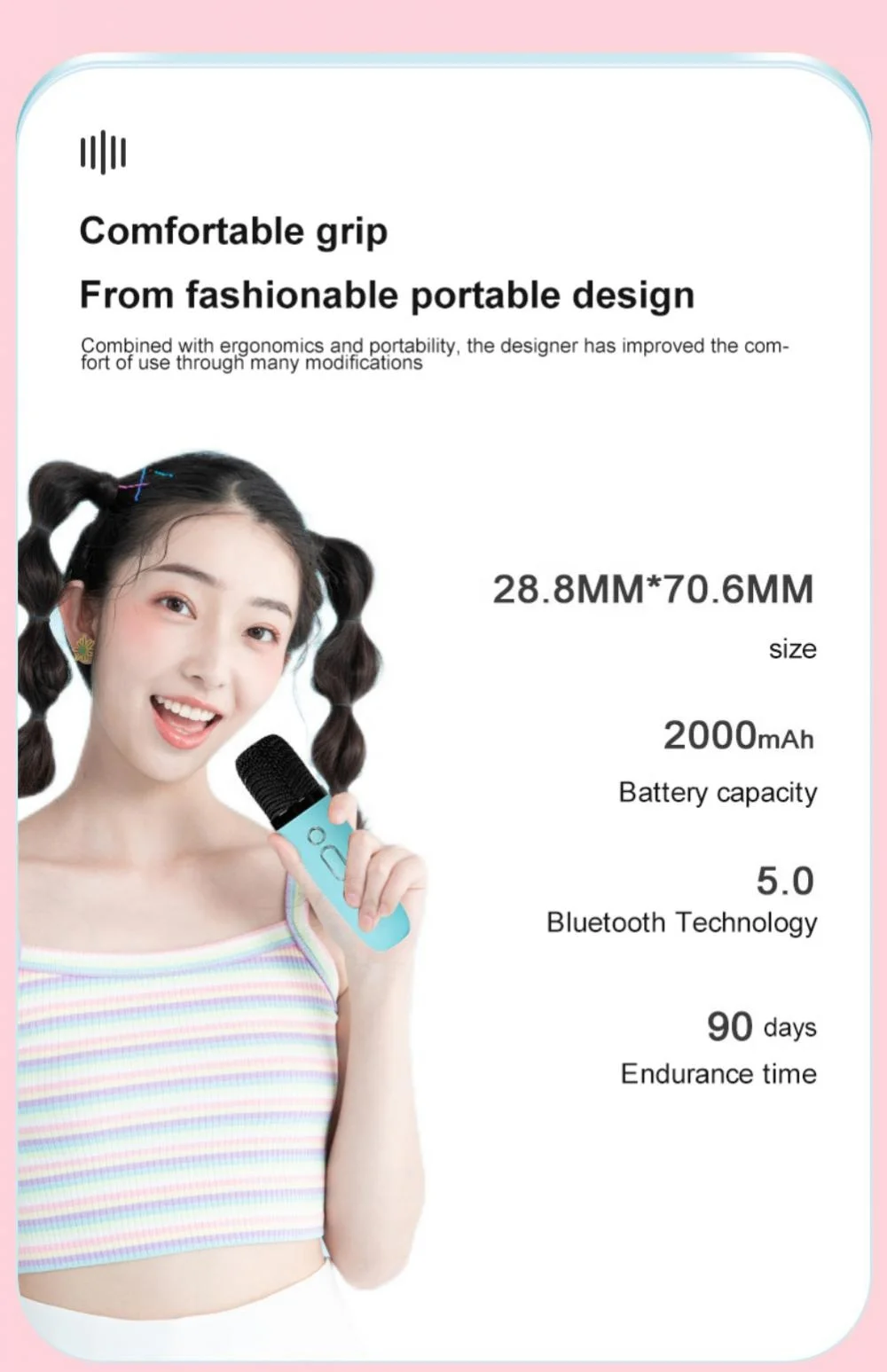 Портативная новая мини-Колонка 2 в 1 с Bluetooth 5 0 микрофон для караоке стереоакустическая система микрофонами поддержка TF-карты