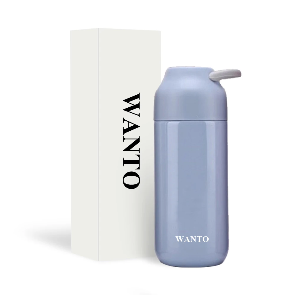 Wanto good quality easy carry double walled stainless steel vacuum flask 400ml milk water bottle for school